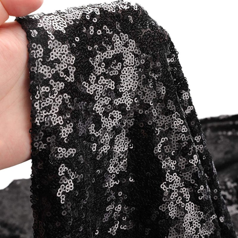 yuboo Black Sequin Table Runner, 2 Pack Glitter 12''x108'' Table Cloth for Black and Gold Decorations, Birthday, Wedding, Goth Party Decorations - Image 4
